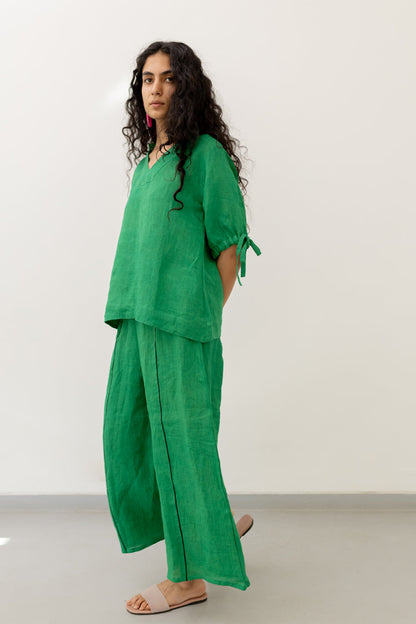 Bottlegreen Linen Top