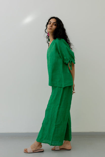 Bottlegreen Linen Top