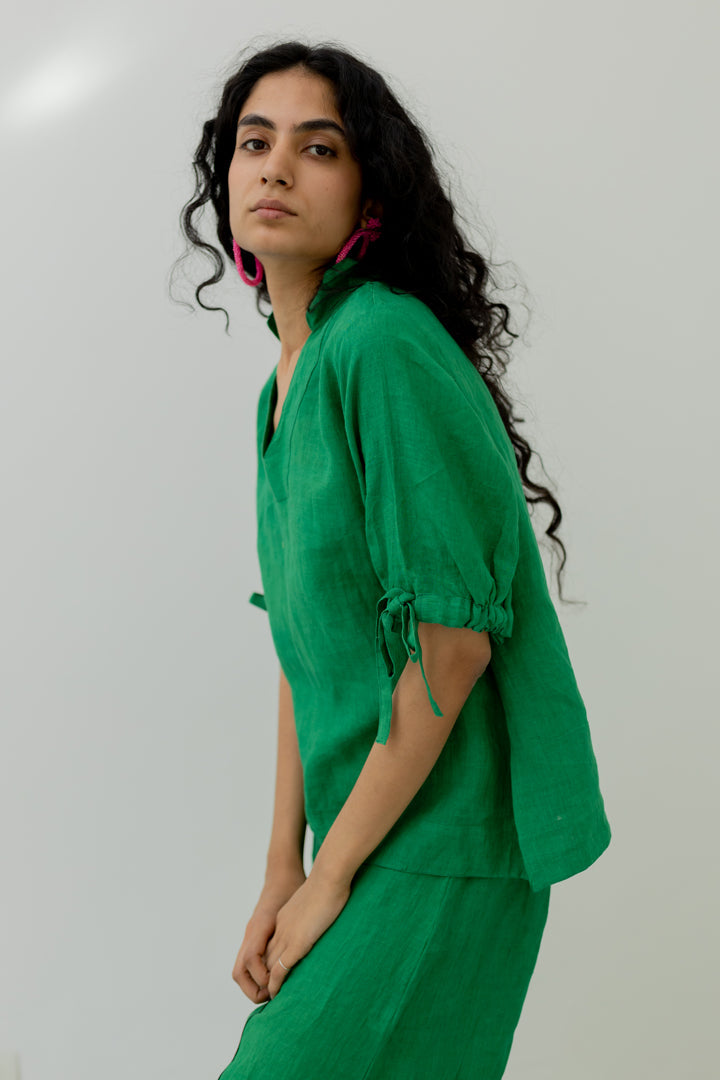 Bottlegreen Linen Top