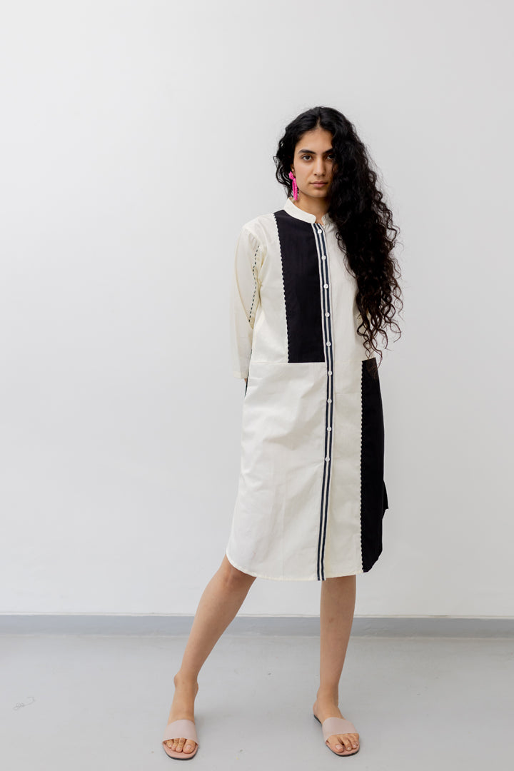 Cream and Coal Shirt Dress