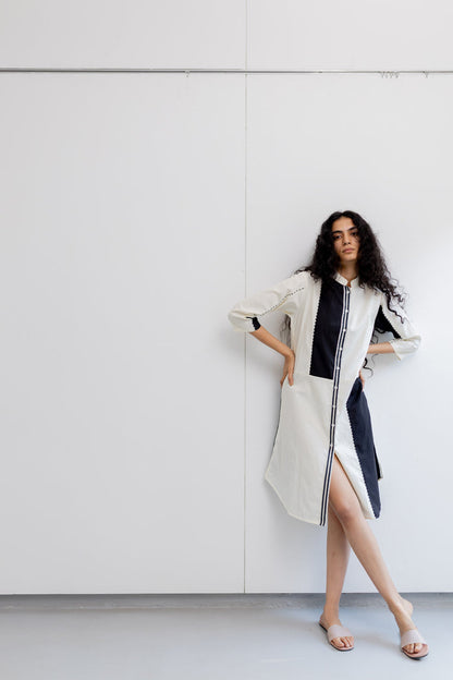 Cream and Coal Shirt Dress
