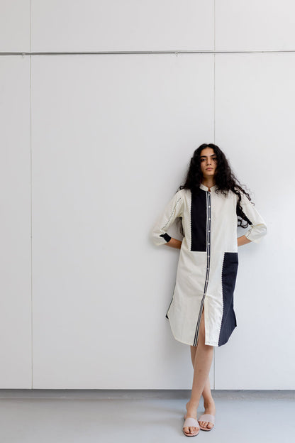 Cream and Coal Shirt Dress