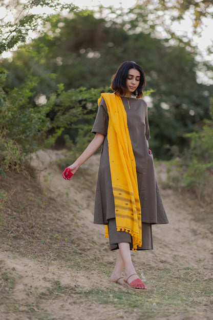 Charcoal Kurta and Culottes Set