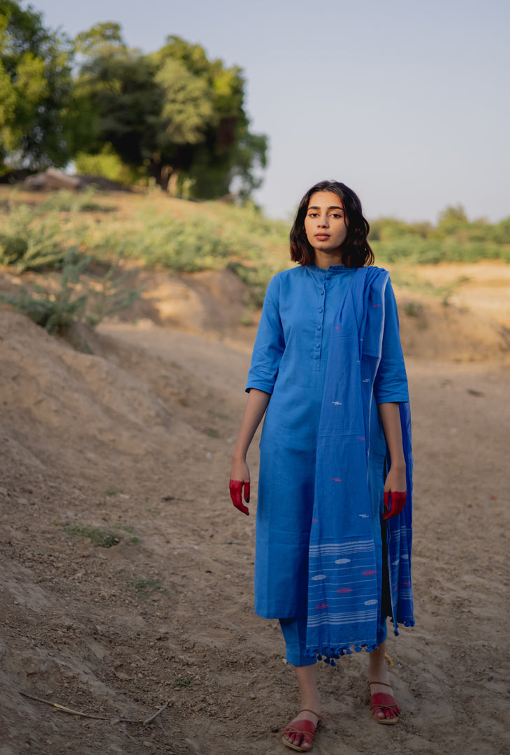 Blue Kurta Set with Dupatta