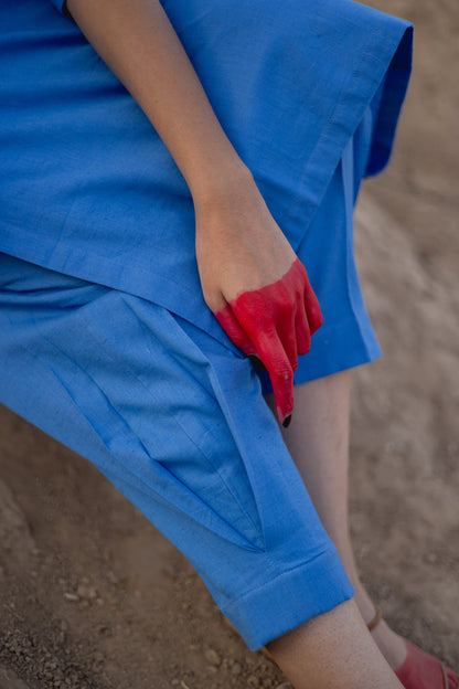 Blue Kurta with Clinched pants