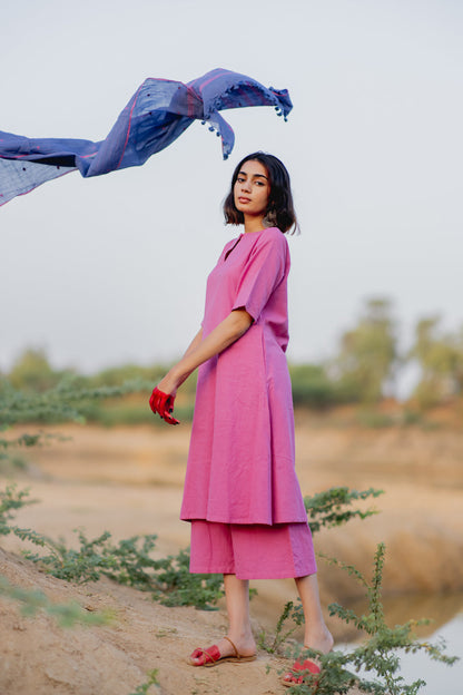 Lilac Kurta set with Jaamdani Dupatta