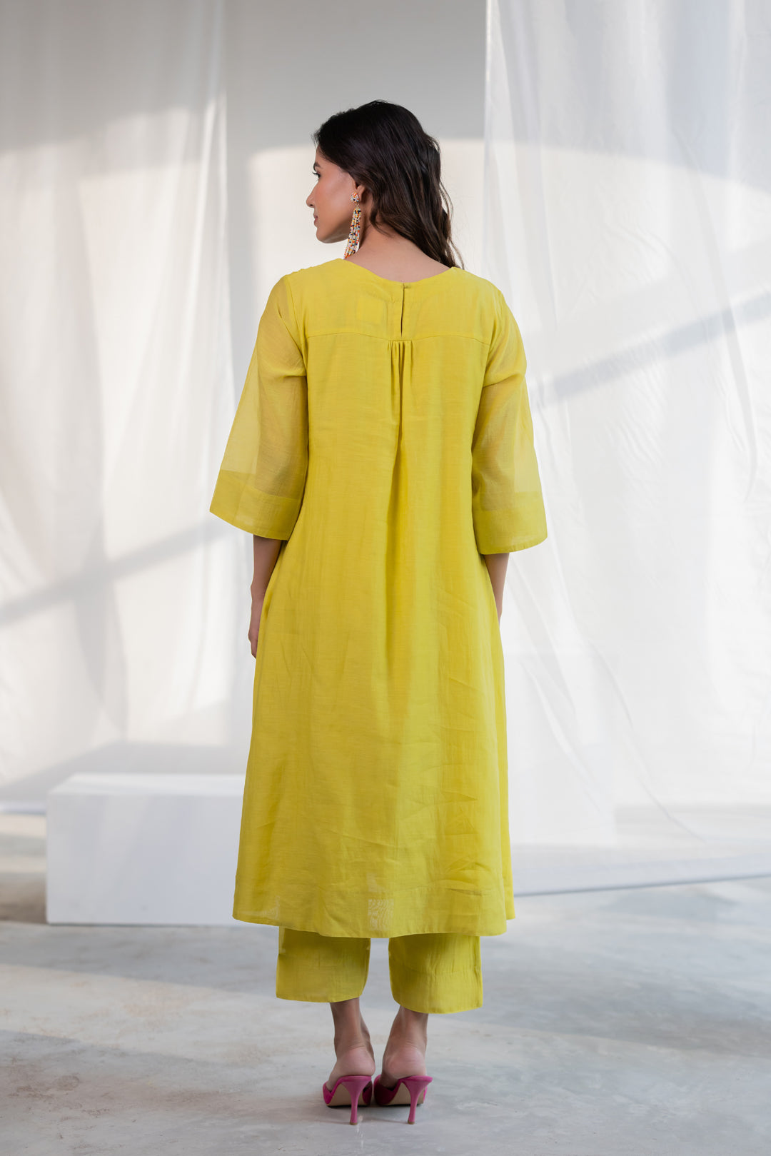 Zesty Lime Kurta Set with Stole