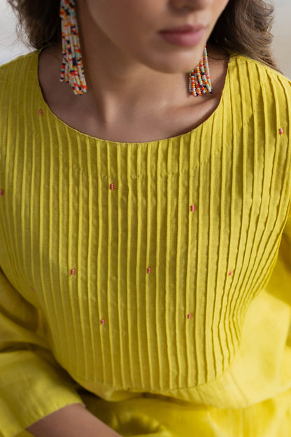 Zesty Lime Kurta Set with Stole