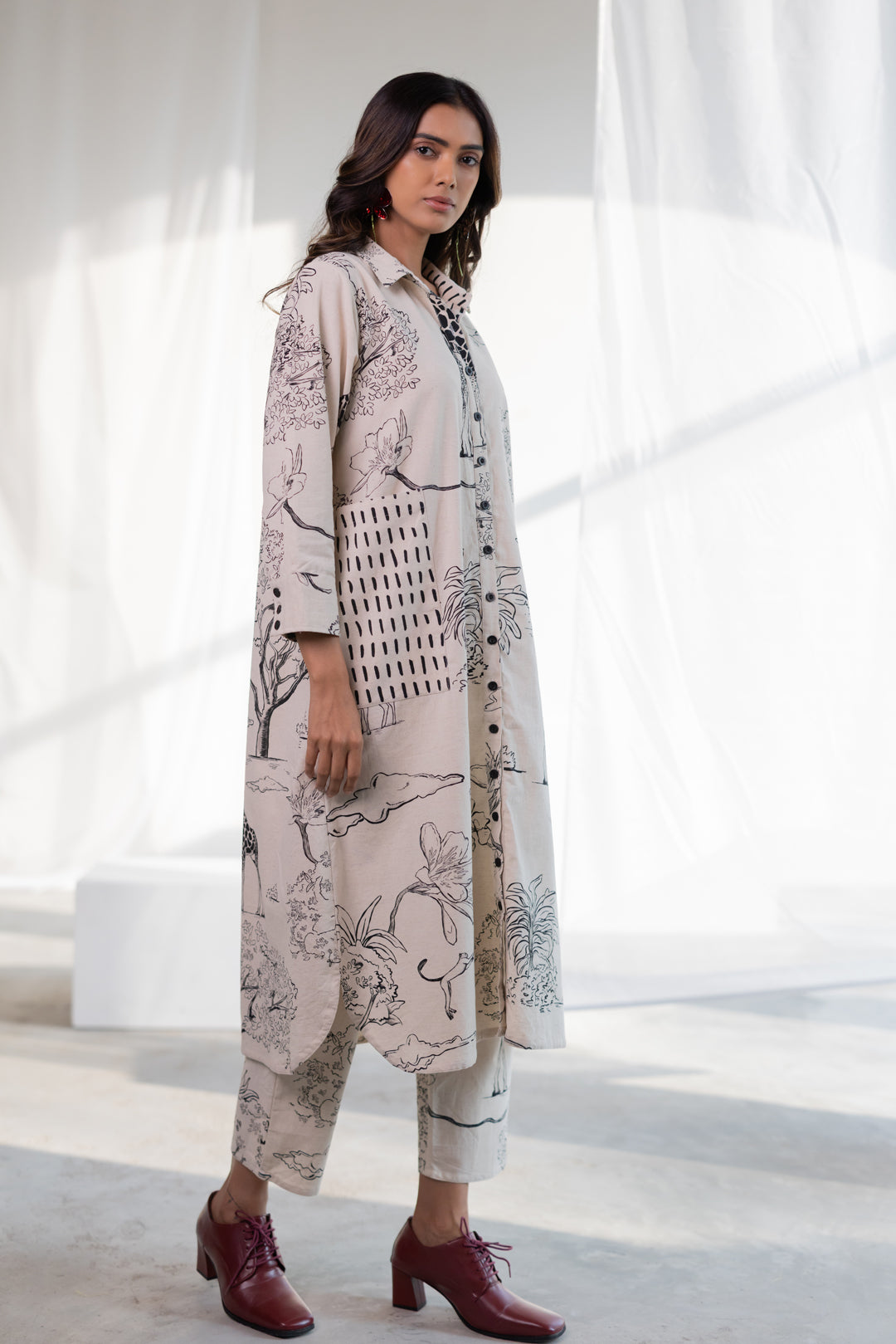 Shell White Safari Tunic Set