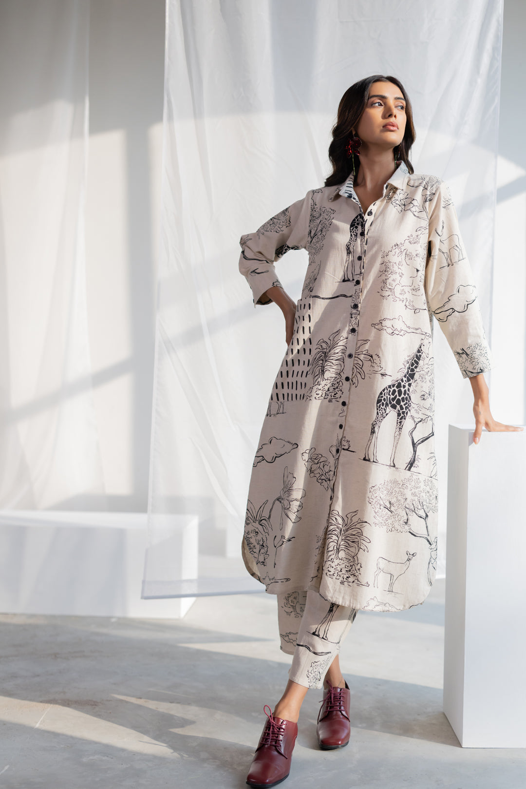 Shell White Safari Tunic Set
