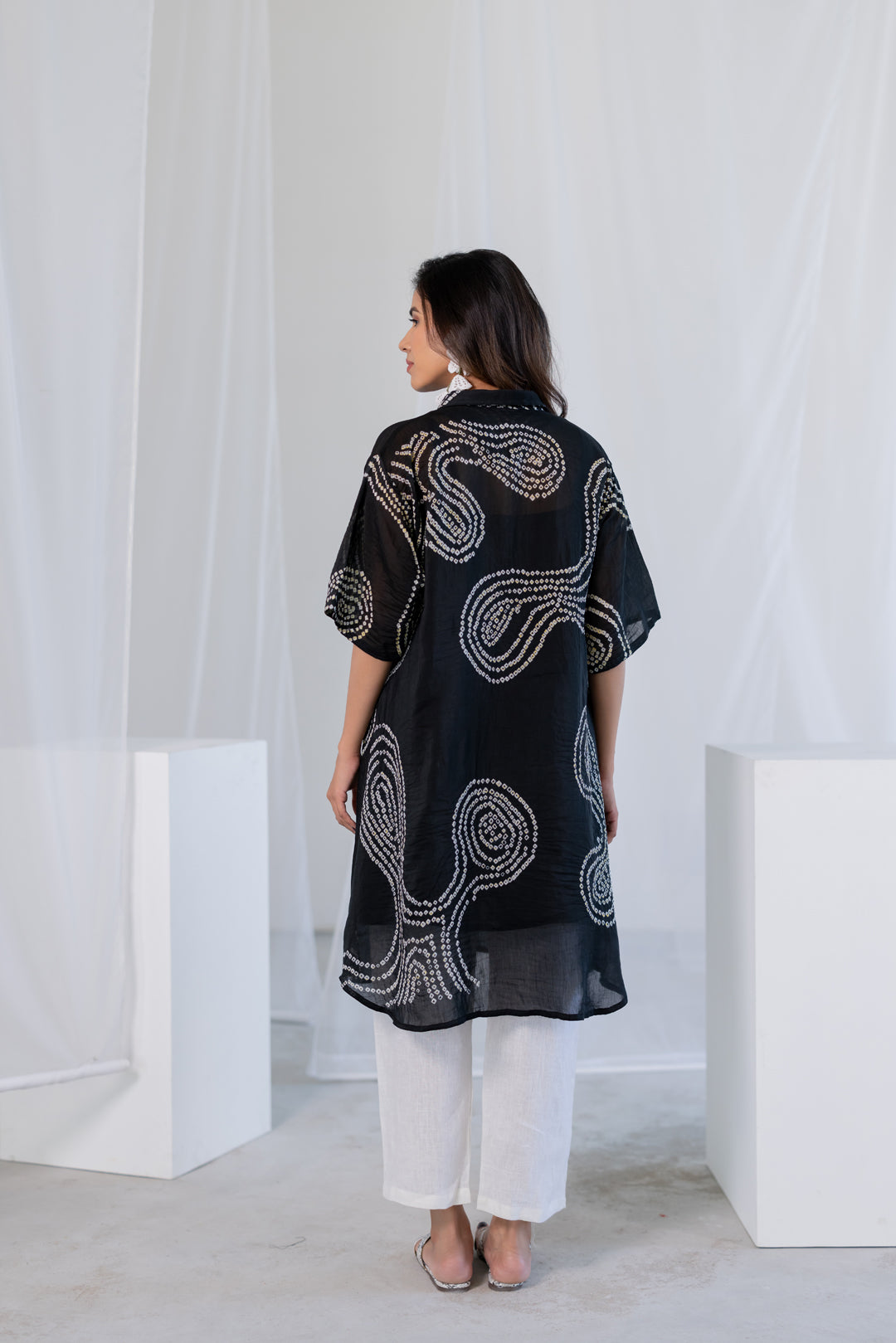 Ink Black Waves Tunic