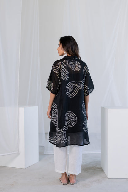 Ink Black Waves Tunic