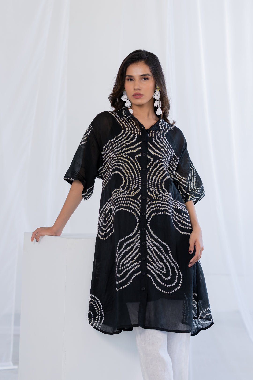 Ink Black Waves Tunic