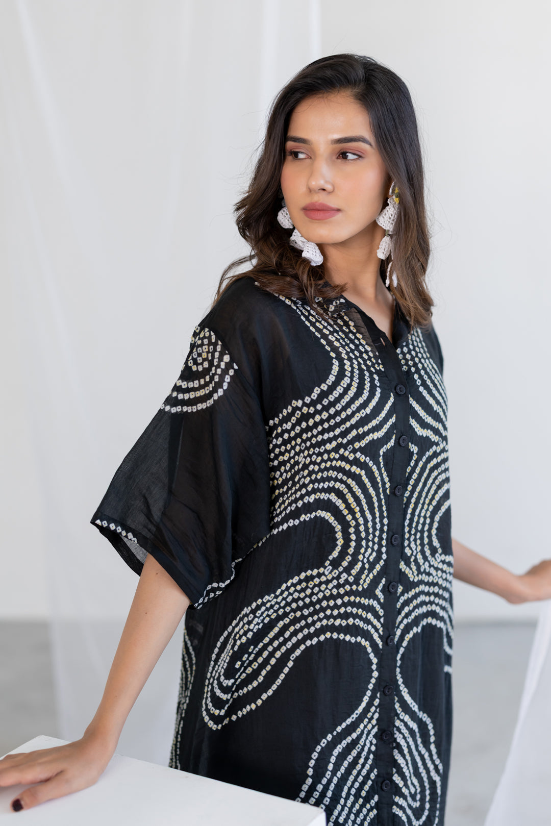 Ink Black Waves Tunic