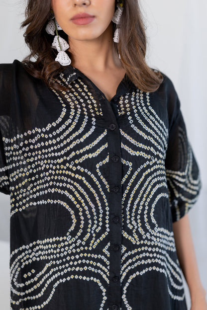 Ink Black Waves Tunic
