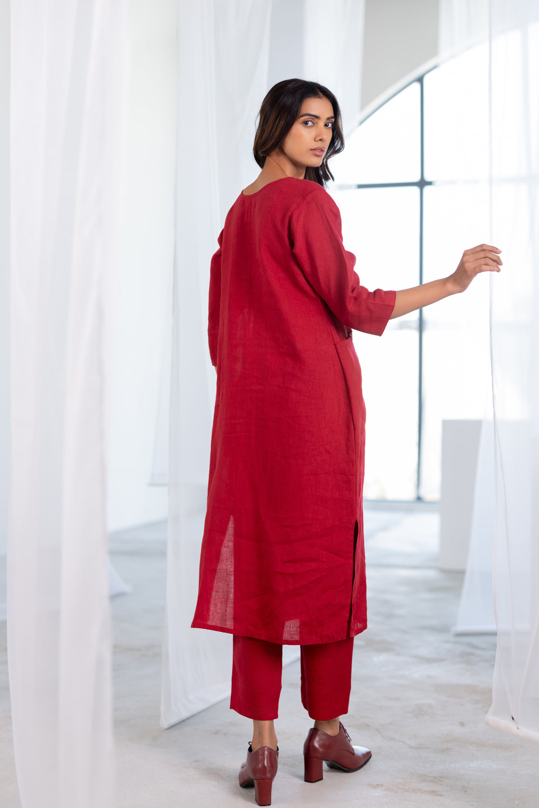 Garnet Adorned Linen Co- Ord Set