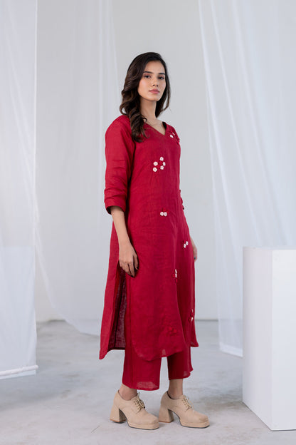 Garnet Blossom Kurta Set