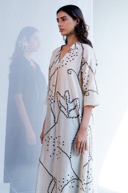 Ecru Bandhani Kurta