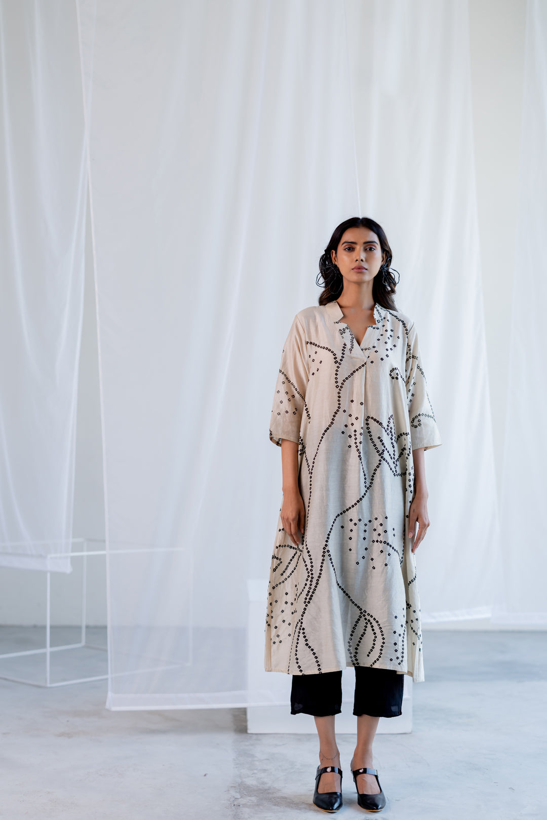 Ecru Bandhani Kurta