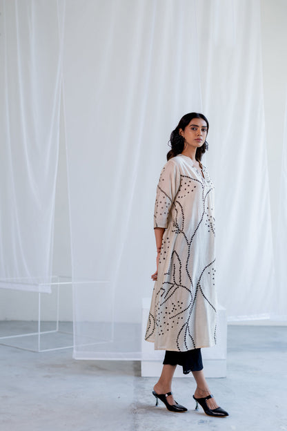 Ecru Bandhani Kurta