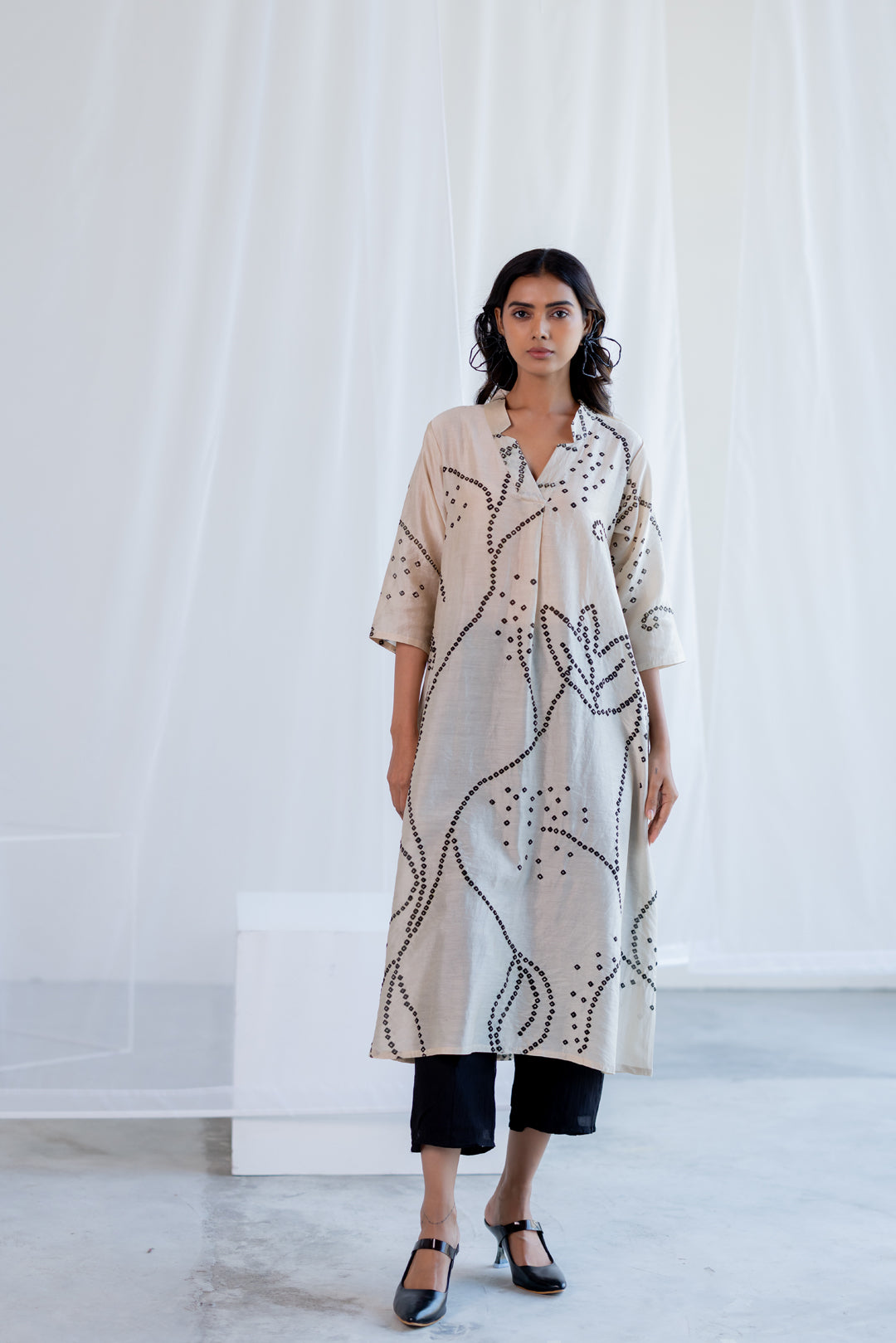 Ecru Bandhani Kurta