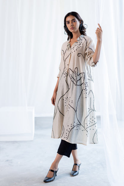 Ecru Bandhani Kurta