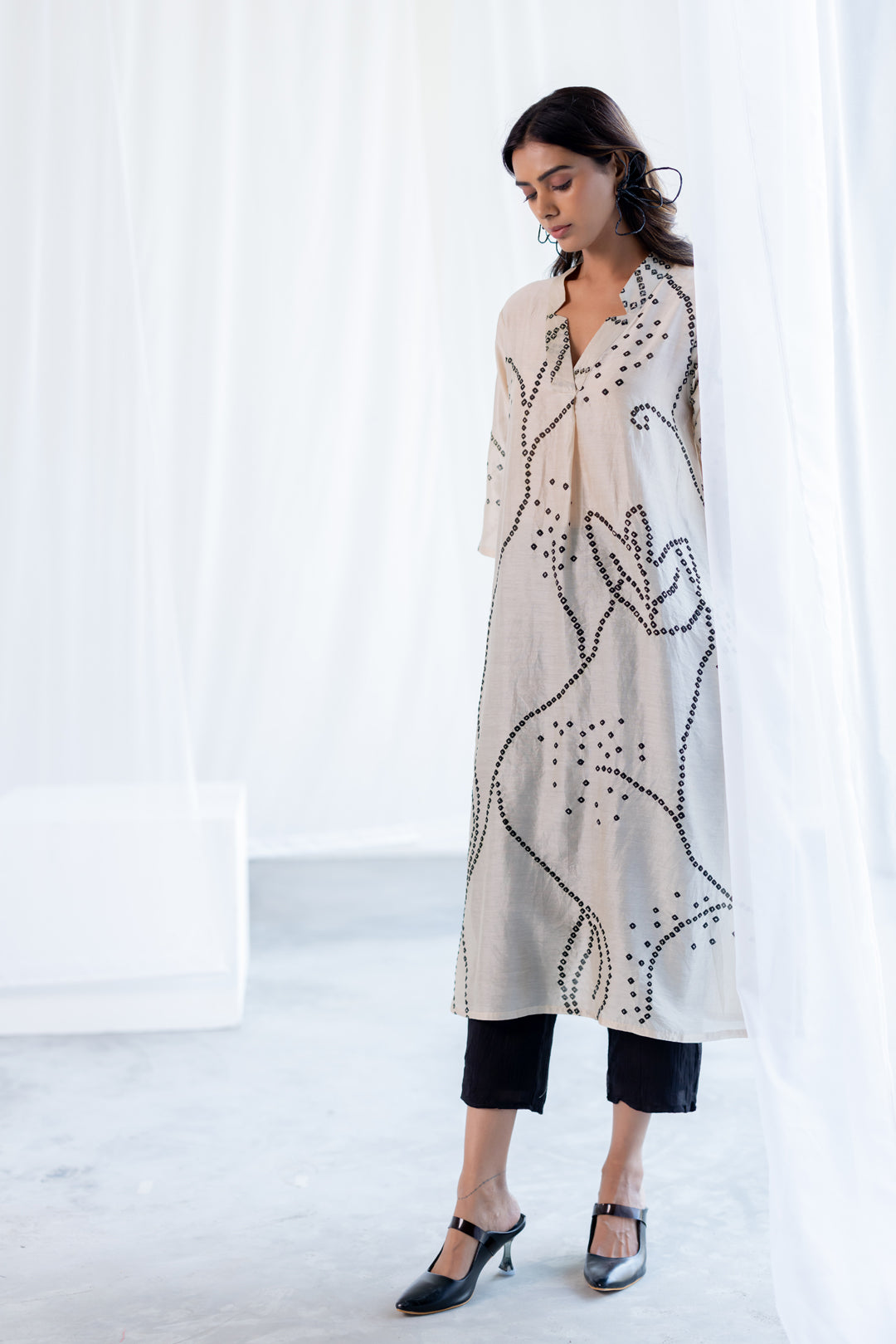 Ecru Bandhani Kurta