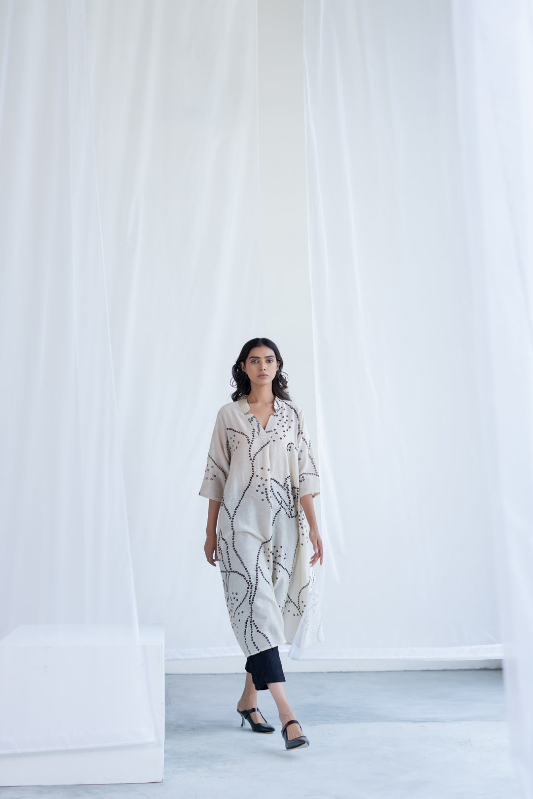 Ecru Bandhani Kurta