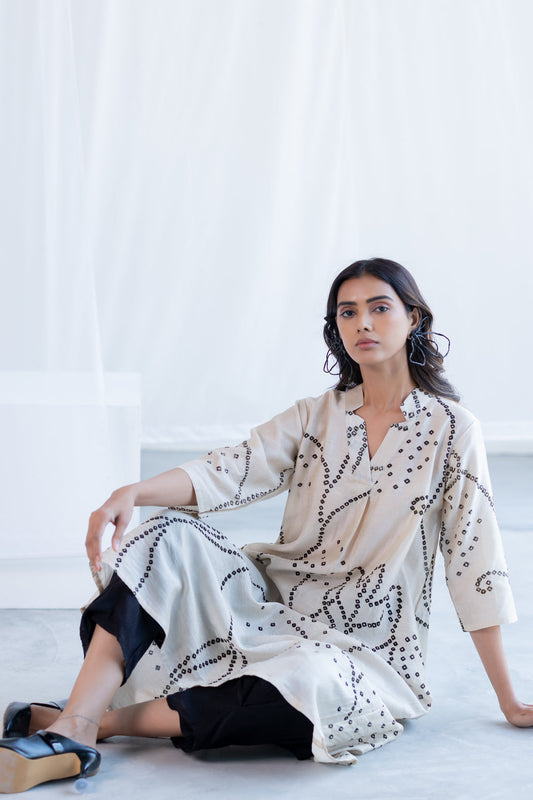 Ecru Bandhani Kurta