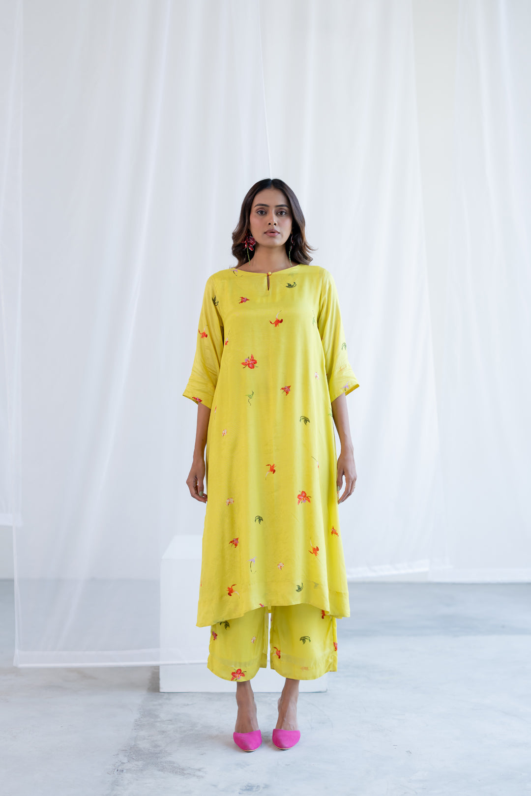 Citrus Flame Kurta Co-ord