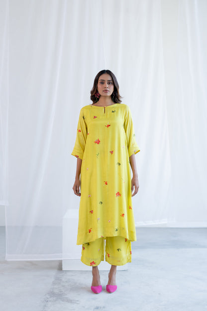 Citrus Flame Kurta Co-ord