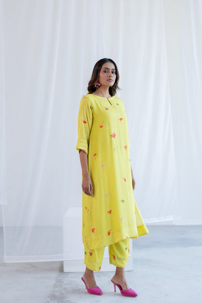Citrus Flame Kurta Co-ord