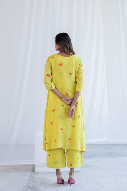 Citrus Flame Kurta Co-ord