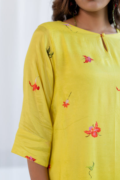 Citrus Flame Kurta Co-ord