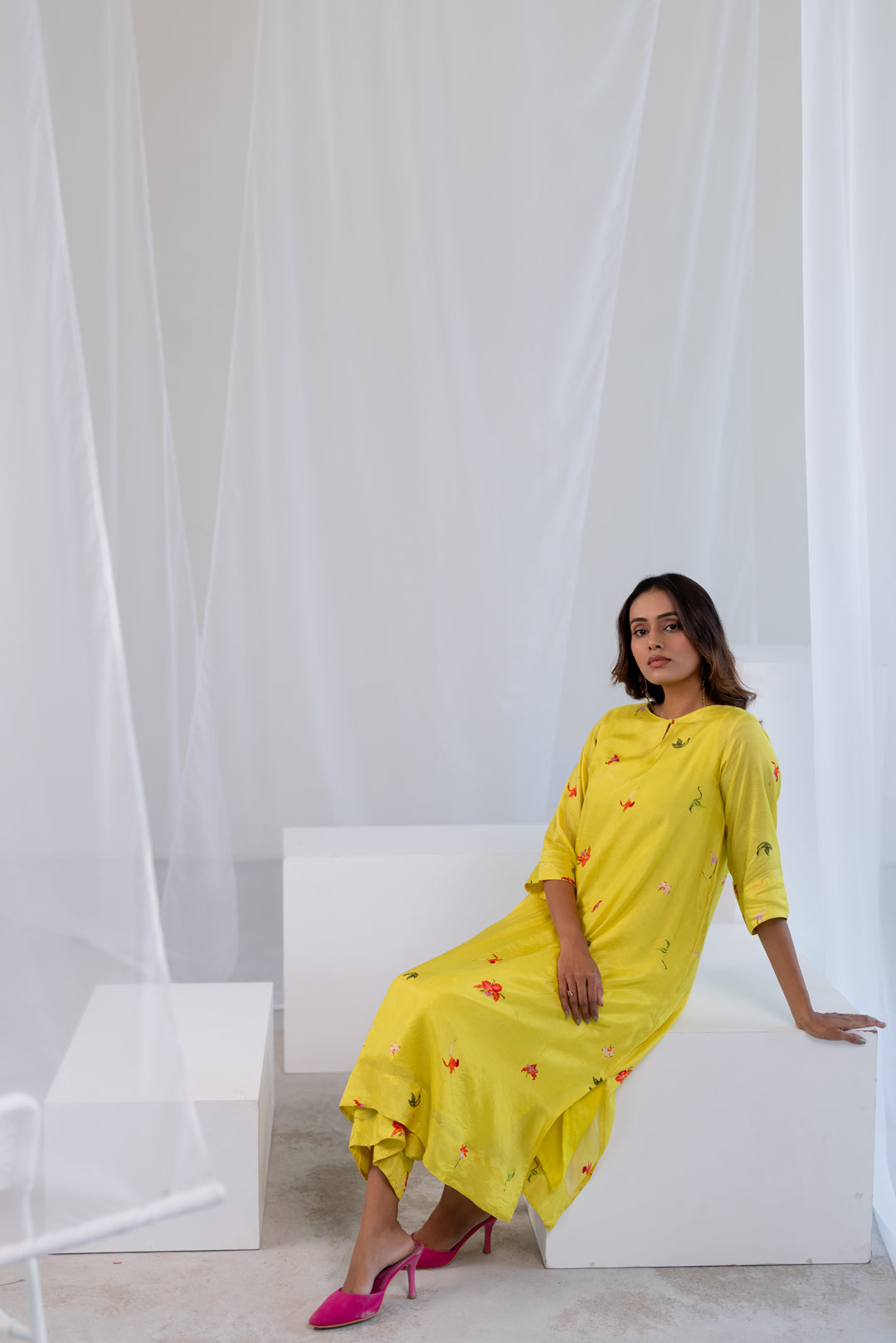 Citrus Flame Kurta Co-ord