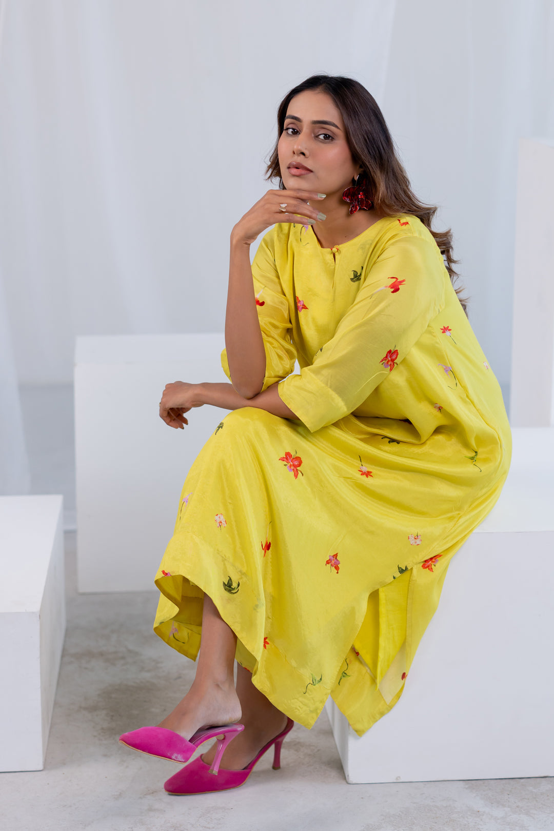 Citrus Flame Kurta Co-ord