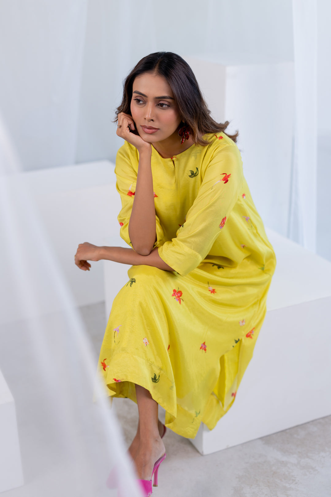 Citrus Flame Kurta Co-ord