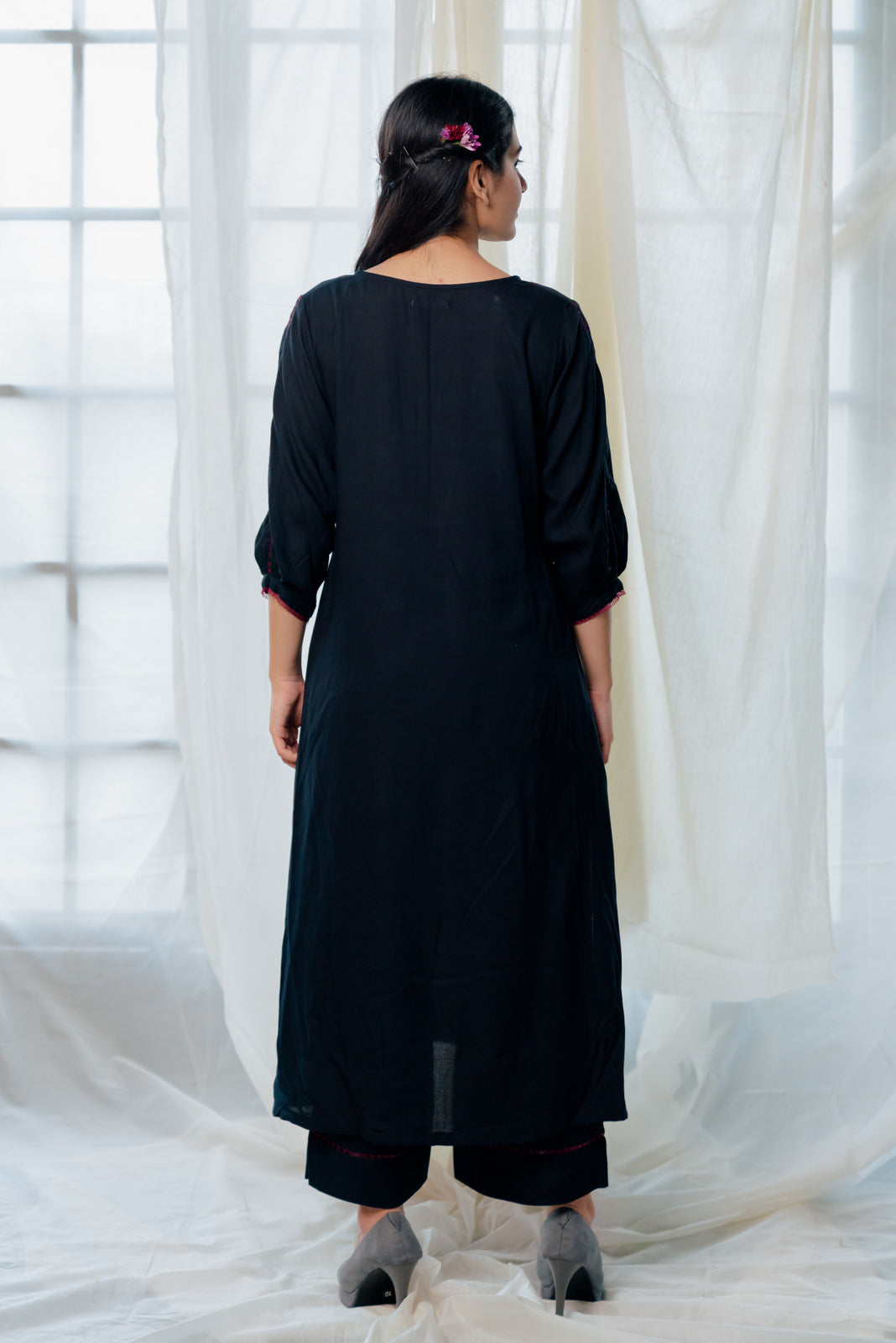 Black and berry kurta set