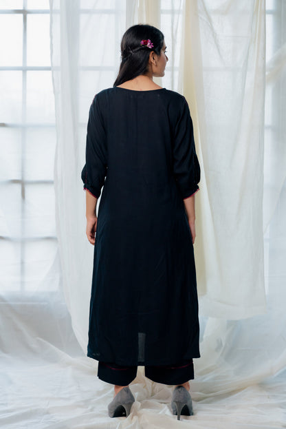 Black and berry kurta set