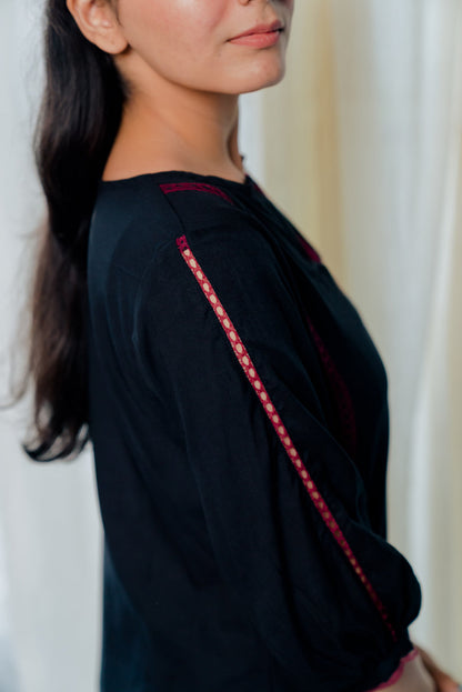 Black and berry kurta set
