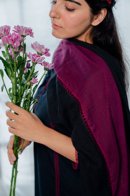 Black and berry kurta set